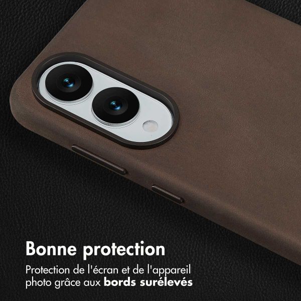 Accezz Coque MagSafe en cuir vintage Samsung Galaxy S25 Edge - Rustic Brown
