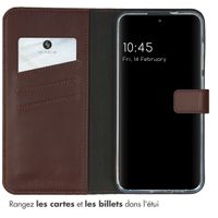 Selencia Étui portefeuille en cuir véritable Samsung Galaxy S24 Plus - Marron foncé