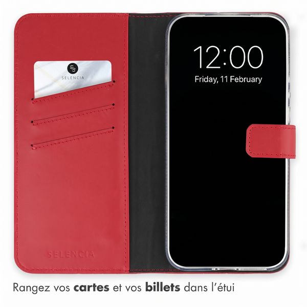 Selencia Étui portefeuille en cuir véritable Xiaomi 17 Ultra - Rouge