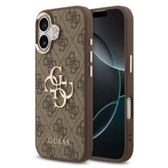 Guess Coque 4G Metal Logo Backcover Apple iPhone 17 - Gold Edge - Brown