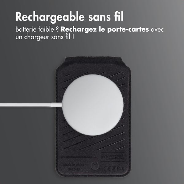 Accezz Portefeuille en cuir magnétique avec support - Compatible avec Apple Find My - Onyx Black
