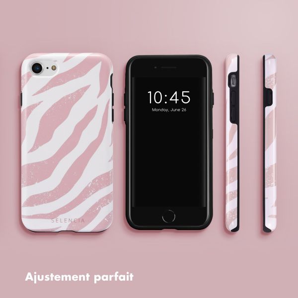 Selencia Coque arrière Vivid Tough iPhone SE (2022 / 2020) / 8 / 7 / 6(s) - Colorful Zebra Old Pink