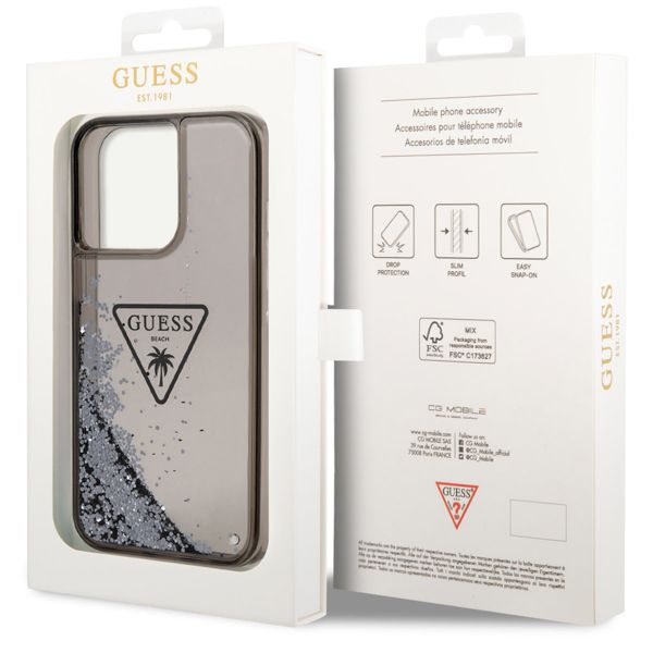 Guess Coque Liquid Glitter iPhone 14 Pro Max - Noir