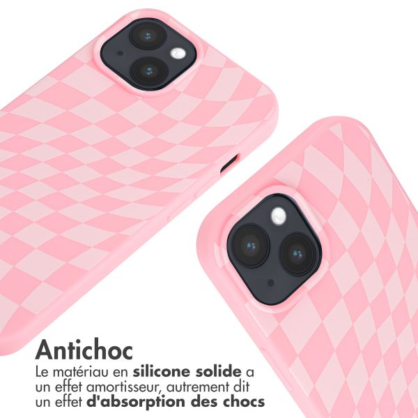 imoshion Coque design en silicone avec cordon Apple iPhone 15 - Retro Pink