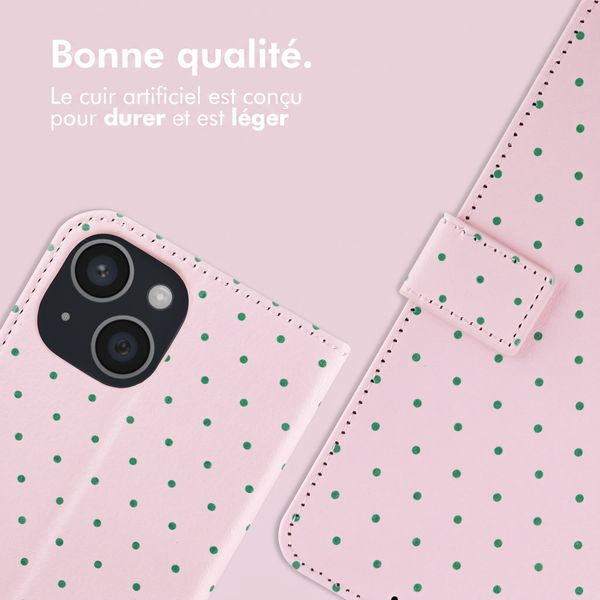 imoshion Étui de télephone portefeuille Design Apple iPhone 14 - Happy Dots