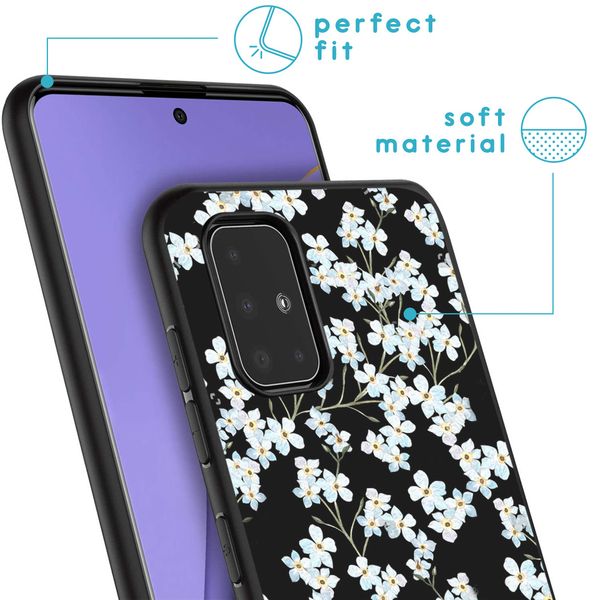 imoshion Coque Design Samsung Galaxy A51 - Fleur - Blanc / Noir