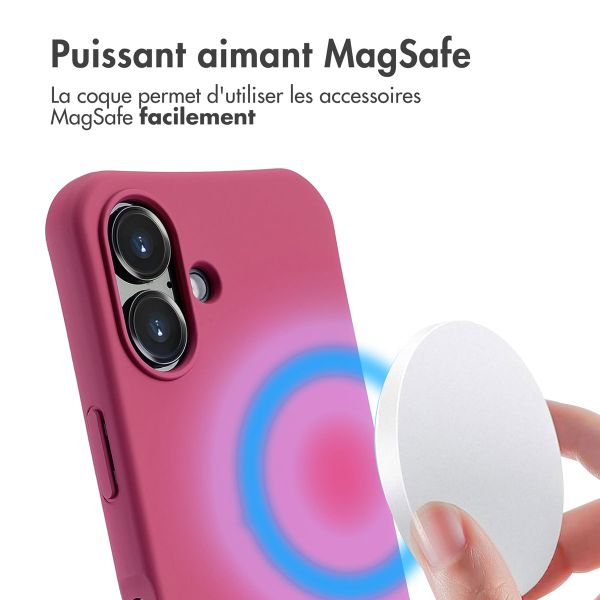 imoshion Coque arrière Color avec cordon amovible et MagSafe Apple iPhone 16 - Raspberry