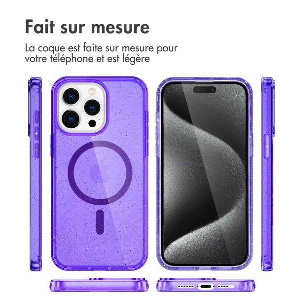imoshion Coque Pailletée avec MagSafe Apple iPhone 15 Pro Max - Paillettes Violet