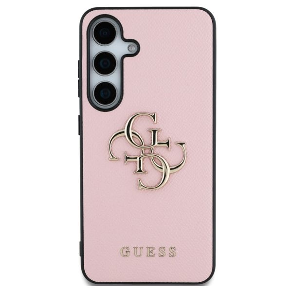 Guess Coque 4G Metal Logo Saffiano Samsung Galaxy S25 - Rose