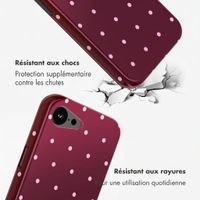 Selencia Coque arrière Vivid avec MagSafe Apple iPhone 17e / 16e - Happy Dots Burgundy