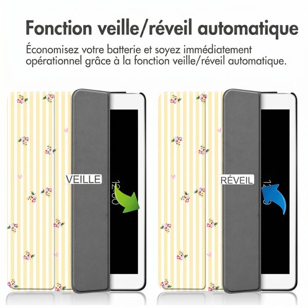 imoshion Coque tablette Design Trifold Apple iPad 9 (2021) 10.2 pouces / iPad 8 (2020) 10.2 pouces / iPad 7 (2019) 10.2 pouces - Garden Stripes