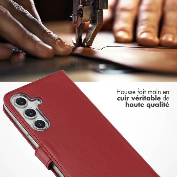 Selencia Étui portefeuille en cuir véritable Samsung Galaxy S25 FE - Rouge