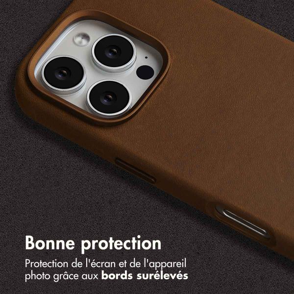 Accezz Coque MagSafe en cuir vintage Apple iPhone 16 Pro - Tabacco Cognac