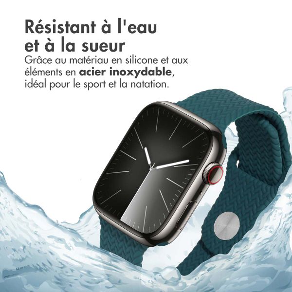 imoshion Bracelet tressé en silicone Apple Watch Series 1 t/m 11 / SE / Ultra (44/45/46/49 mm) - Vert foncé