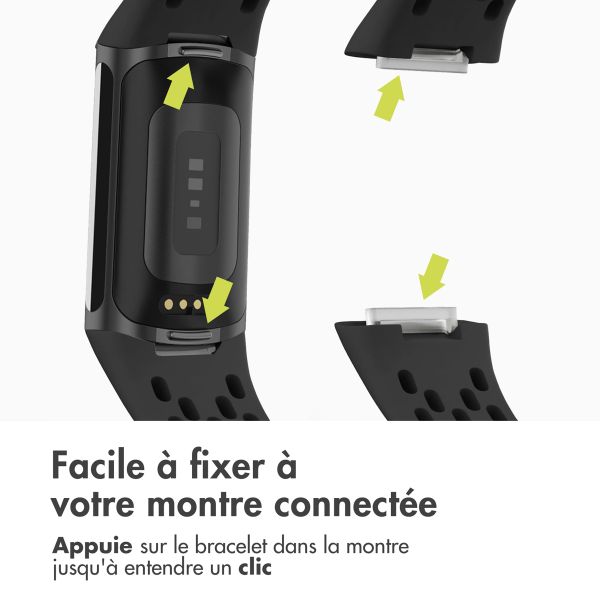 imoshion Bracelet de sport en silicone avec trous Fitbit Charge 5 / Charge 6 - Noir