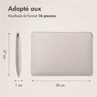 Accezz Leather Pochette ordinateur le Apple MacBook 16 pouces - Beige