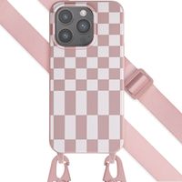 Selencia Coque design en silicone avec cordon amovible Apple iPhone 15 Pro - Irregular Check Sand Pink