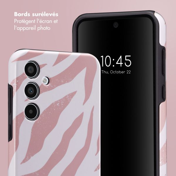 Selencia Coque arrière Vivid Samsung Galaxy A35 - Colorful Zebra Old Pink