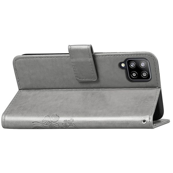 Etui de téléphone Fleurs de Trèfle Samsung Galaxy A42 - Gris