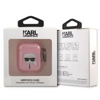 Karl Lagerfeld Karl's Head Silicone Glitter Case Apple AirPods 1 / 2 - Rose