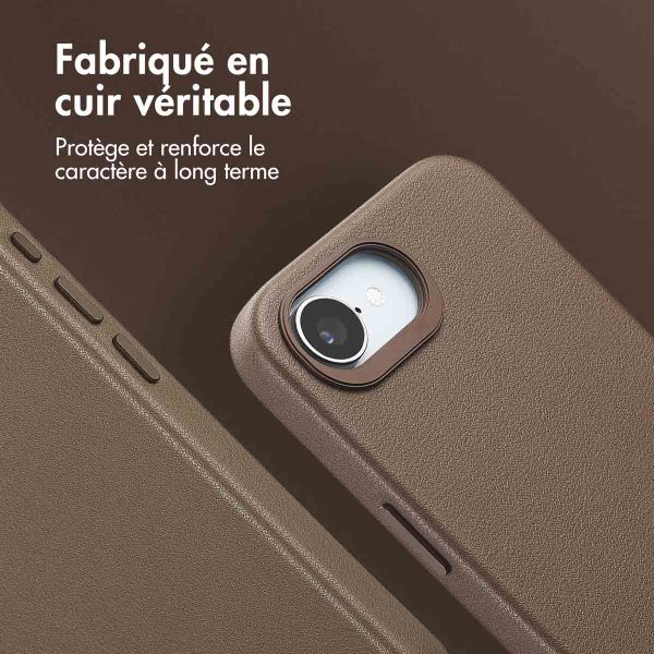 Accezz Coque arrière en cuir avec MagSafe Apple iPhone 16e - Marron café