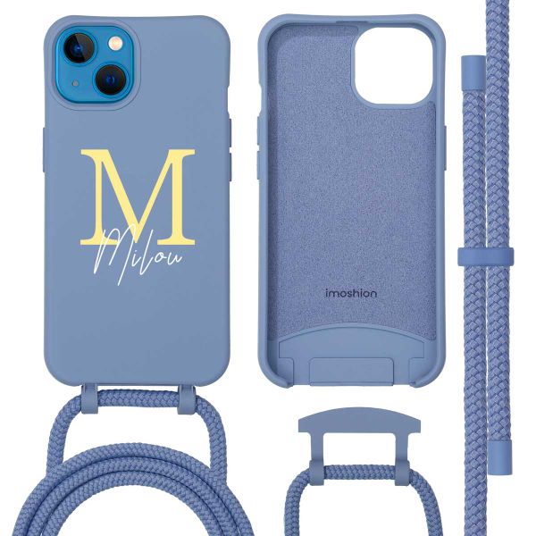 Coque de couleur personnalisée MagSafe avec cordon amovible  et lettre iPhone 13 - Ash Blue