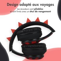 imoshion Casque sans fil pour enfants Dino LED Light - Limiteur de décibels - Avec câble AUX - Black / Red