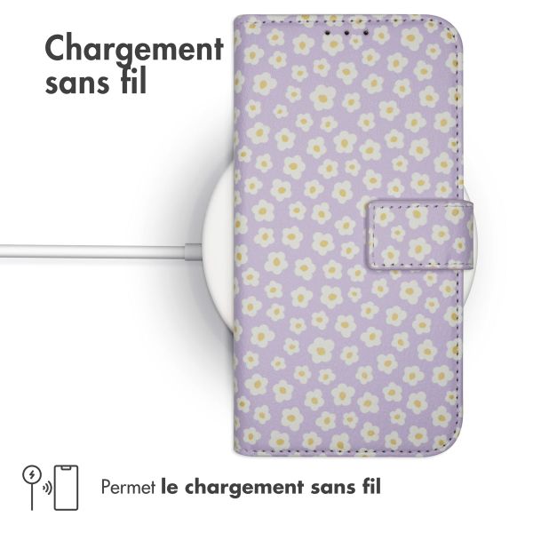 imoshion ﻿Étui de téléphone portefeuille Design iPhone SE (2022 / 2020) / 8 / 7 / 6(s) - White Daisy