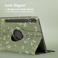 imoshion Coque tablette Design rotatif à 360° Samsung Galaxy Tab S10 Plus / Tab S9 Plus / Tab S9 FE Plus - Green Flowers