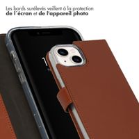 Selencia Étui portefeuille en cuir véritable Apple iPhone 14 - Marron clair