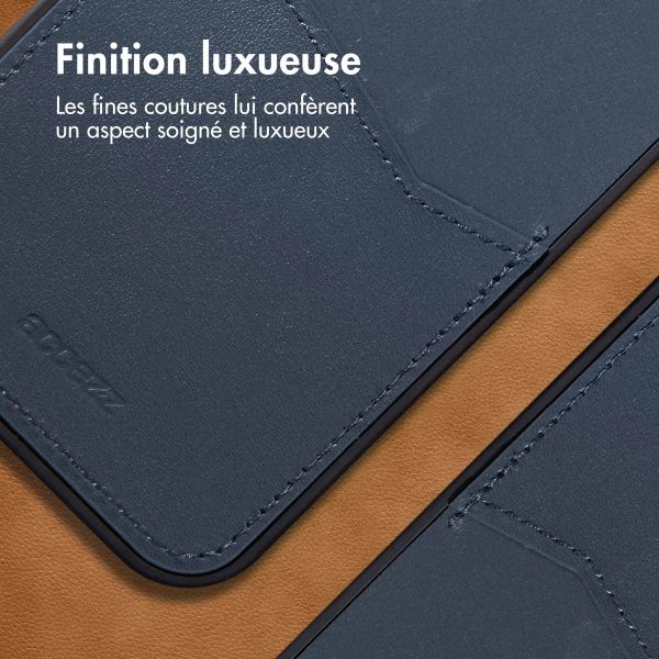 Accezz ﻿Coque en cuir de qualité supérieure avec fentes pour cartes Samsung Galaxy S22 Plus - Bleu foncé