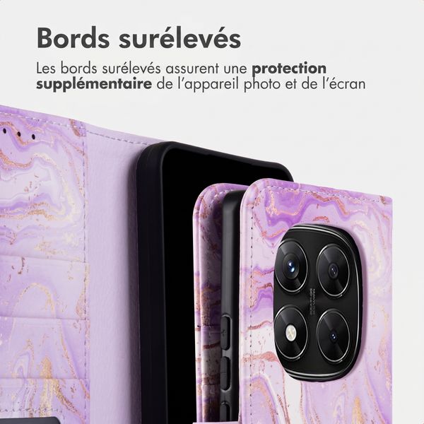imoshion Étui de télephone portefeuille Design Xiaomi Redmi Note 14 Pro Plus (5G) - Purple Marble