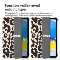 imoshion Coque tablette Trifold iPad 10 (2022) 10.9 pouces - Leopard