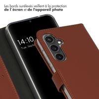 Selencia Étui portefeuille en cuir véritable Samsung Galaxy S23 FE - Marron clair