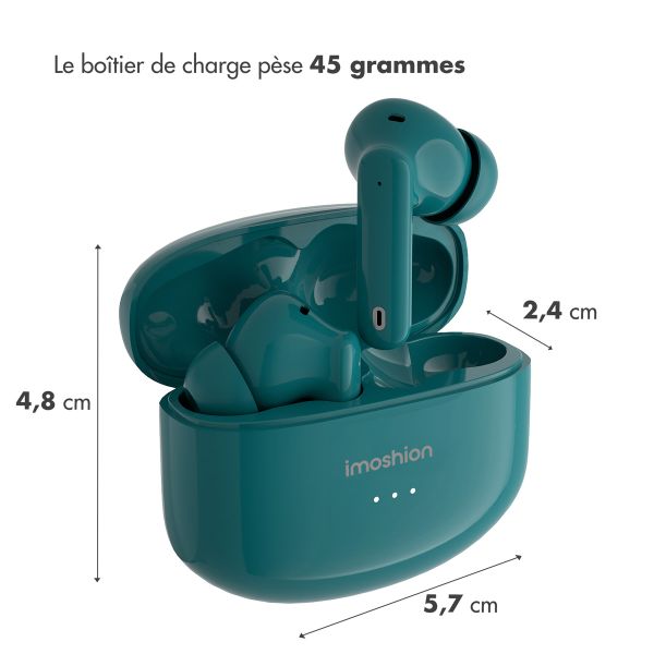 imoshion ﻿Écouteurs Aura Pro - Écouteurs sans fil - Écouteurs sans fil Bluetooth - Avec fonction de réduction du bruit ANC - Petrol Green