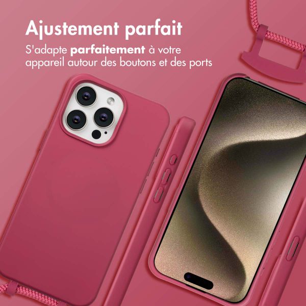 imoshion Coque arrière Color avec cordon amovible et MagSafe Apple iPhone 15 Pro Max - Raspberry