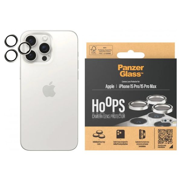 PanzerGlass Protection Caméra Hoops Optic Rings Apple iPhone 15 Pro / 15 Pro Max - White Metal