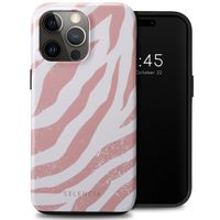 Selencia Coque arrière Vivid Tough iPhone 15 Pro Max - Colorful Zebra Old Pink