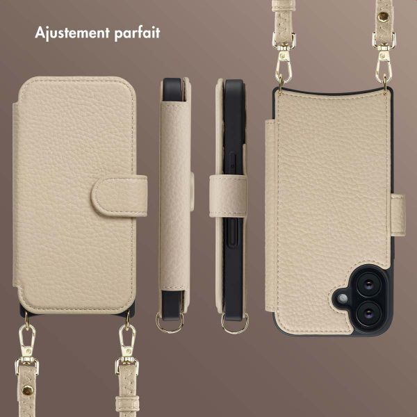 Selencia Étui Riva avec MagSafe et cordon de téléphone Apple iPhone 16 - Beige