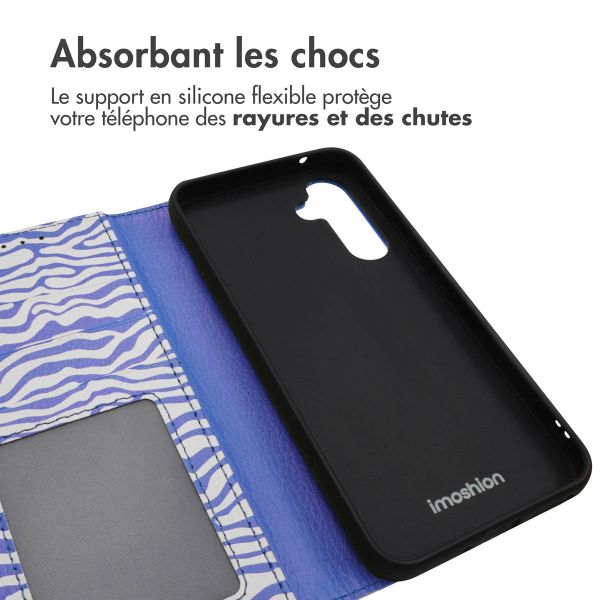 imoshion ﻿Étui de téléphone portefeuille Design Samsung Galaxy A54 (5G) - White Blue Stripes