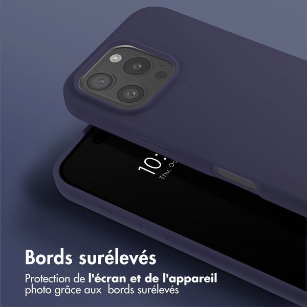 Selencia Coque silicone avec cordon amovible iPhone 16 Pro - Bleu foncé