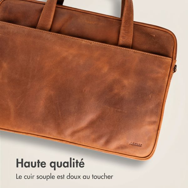 Accezz Leather Sac ordinateur 16 pouces - Cognac