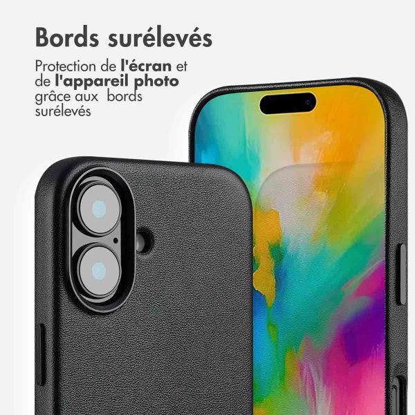 Accezz Coque arrière en cuir avec MagSafe Apple iPhone 16 - Onyx Black