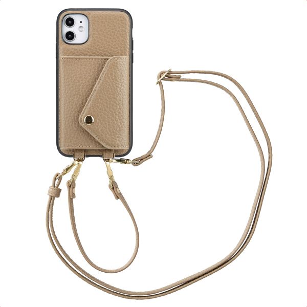 Selencia Coque à cordon avec porte-cartes enveloppe Sera iPhone 11 - Beige