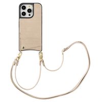 Selencia Coque de télephone Nova Croco avec cordon et porte-cartes Apple iPhone 15 Pro - Beige
