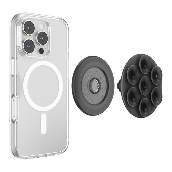 PopSockets Suck-Up Grip & Mount - Ventouse MagSafe - Translucent Black