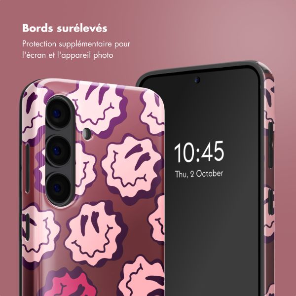 Selencia Coque arrière Vivid Samsung Galaxy S24 - Wavy Smiley Pink