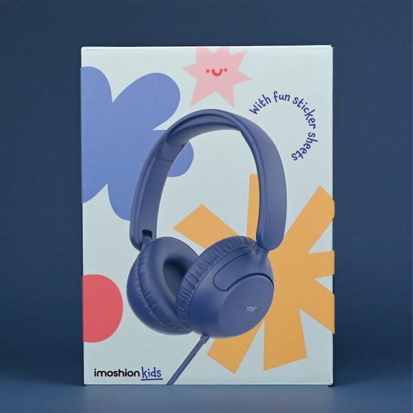 imoshion Casque filaires pour enfants - Câble AUX - Limiteur de décibels - Denim Blue