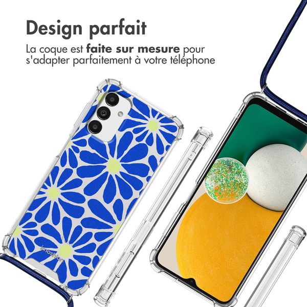 imoshion Coque Design avec cordon Samsung Galaxy A13 (5G) - Cobalt Blue Flowers Connect