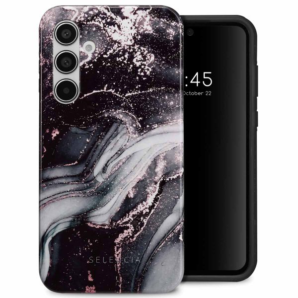 Selencia Coque arrière Vivid Tough Samsung Galaxy A55 - Chic Marble Black